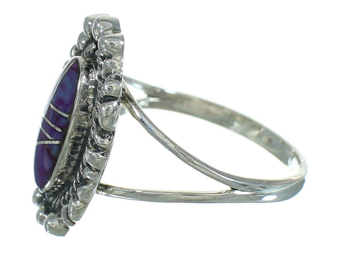 Silver Magenta Turquoise Inlay Ring Size 8-1/4 AX73547